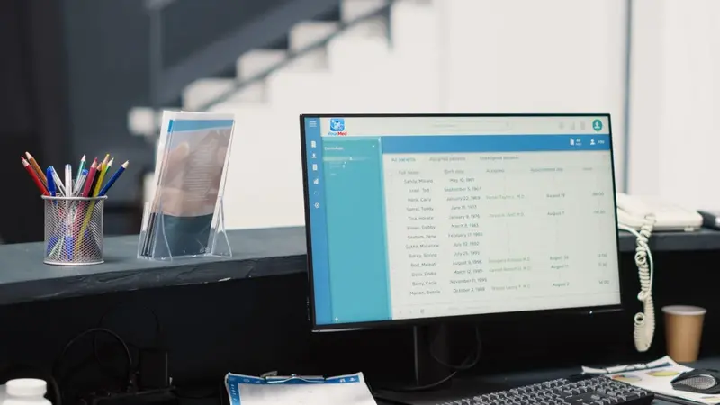Receptie monitor aplicatie gestionare documente clinica